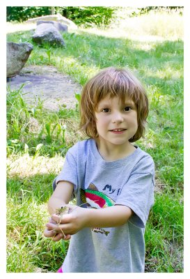 One of her favorite things - catching frogs and toads