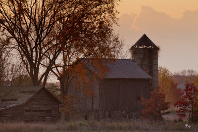 Old barn at dawn