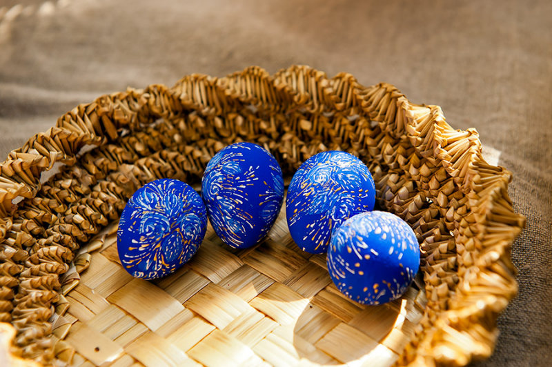 Blue Painted Easter Eggs