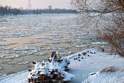 Vistula River With Ice