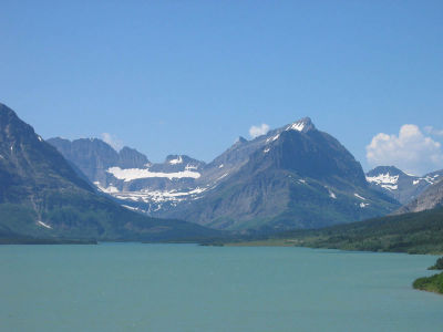 Looking into Many Glacier across Lake Shelburn