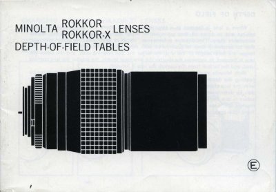 Minolta Rokkor(-X) Lenses DoF tables