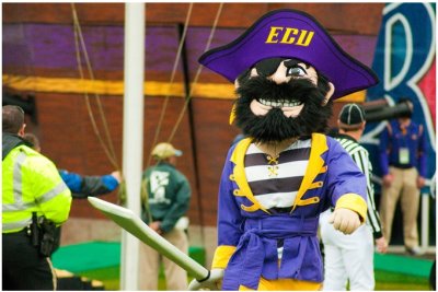 Greenville's ECU Pirate mascot
