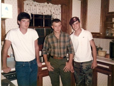Hometown friend Skip, Dave, and Army friend Dennis