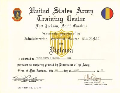 1985 Administrative Specialist Course