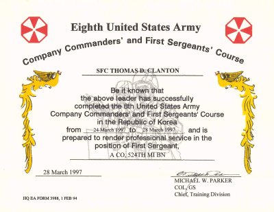 EUSA Company Commanders' & First Sergeants' Course