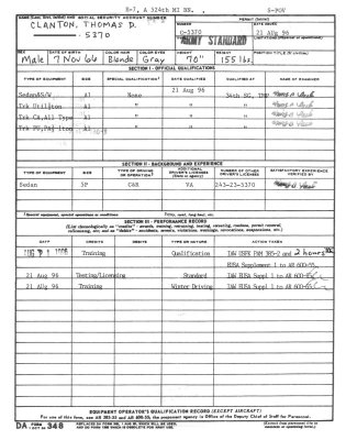 DA Form 348 page 001 military driver certification