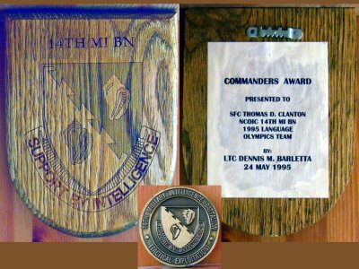 Recognition for leading a team to the 95 Worldwide Language Olympics