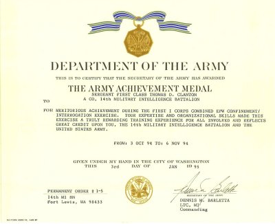 1994 Army Achievement Medal 4th Award