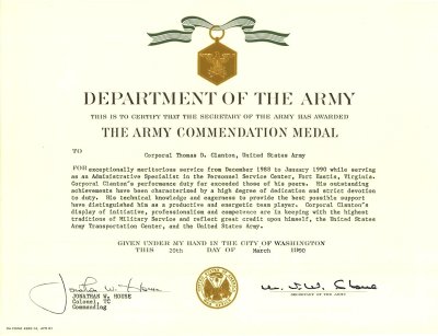 1990 Army Commendation Medal 2nd Award