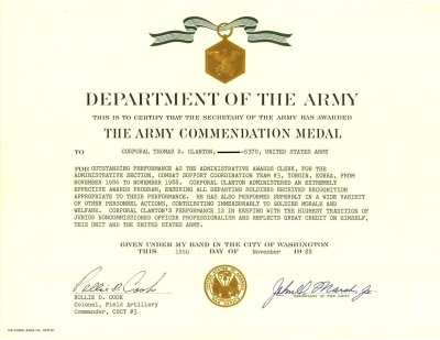 1988 Army Commendation Medal 1st Award