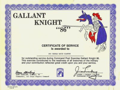1986 Ft Bragg, NC Gallant Knight CPX