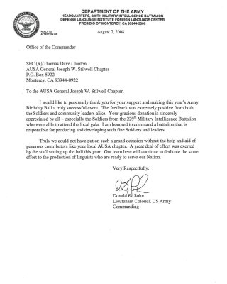 DLI 229 MI Bn thanking AUSA