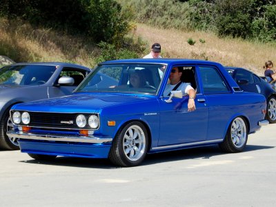 Datsun 510 blue 2-door coupe