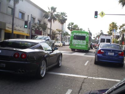 Ferrari 575 stuck in traffic