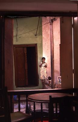 Girl in Stone Town, view from Spice Inn