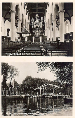 Weesp, NH kerk interieur en Vechtbrug