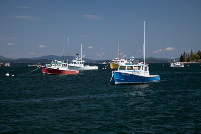 Colorful lobster boats