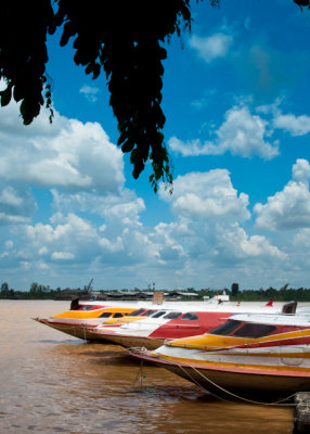 colourful boats along Rajang River