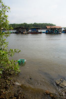 floating fish farm afar