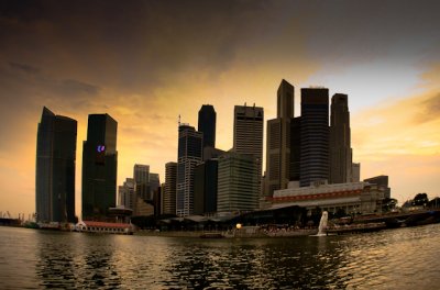 Singapore Skyline (with lens correction) 