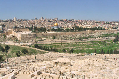 Uitzicht vanaf de Olijfberg over Jeruzalem