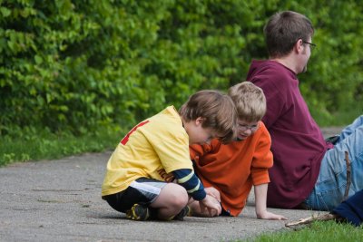 Nick and Jackson Playing with Ants