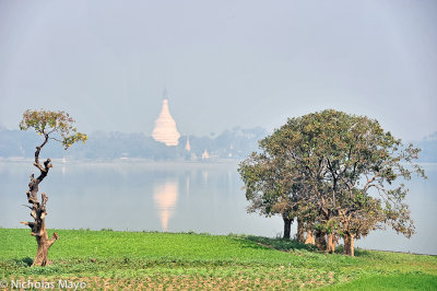 Burma (Mandalay Division) - White Stupa Across The Lake