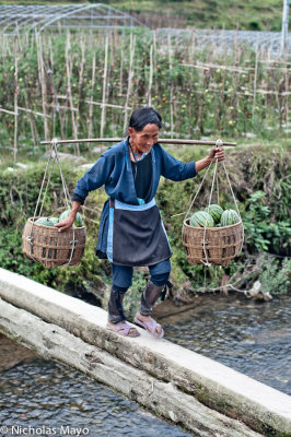 China (Guizhou) - Woman Carrying Watermelons