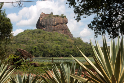 Sigiriya Fortress with Sinhala Thalkotuwa rainwater reservoir in the middle ground