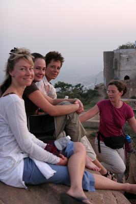 Amy, Caroline, Ruth and Heather on top of nearby hill