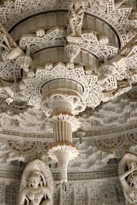 Close up of ceiling rose, Rooftops, Jain Temple Complex, Ranakpur