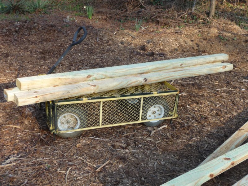 move timbers to raised bed area