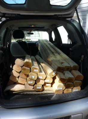 First, fit landscape timbers in your car