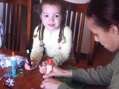 Leila making cards
