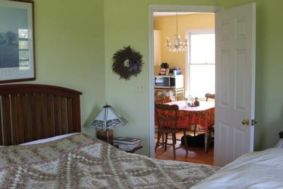 master bedroom looking into dining area