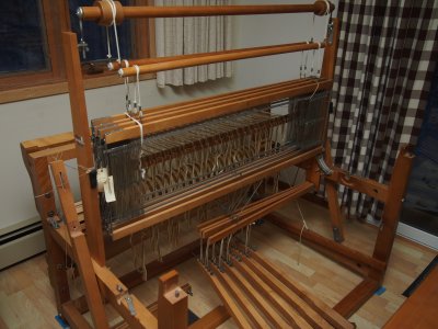 Heddle frames and roller mechanisms in place.