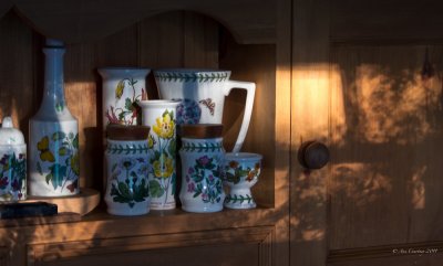 Evening light on the dresser.