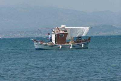 Fisherman on Kalloni Bay