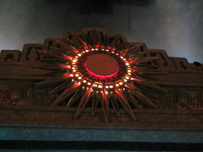 Aztec Theater - sun decoration over the stage