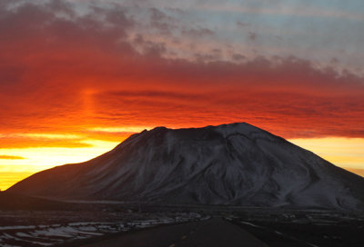 Ruta 23 to Argentina--Sun Pillar venting from Juriques Stratovolcano