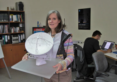 Jenn With APEX Telescope Scale Model