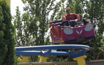 Uncle Tom, Alex & Jack riding the Mad Mouse followed by...