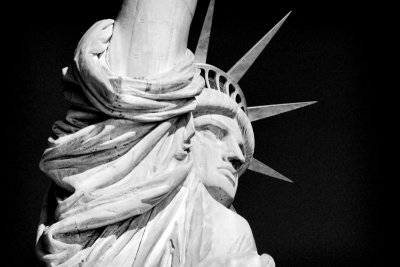 Close Up Statue of Liberty BW
