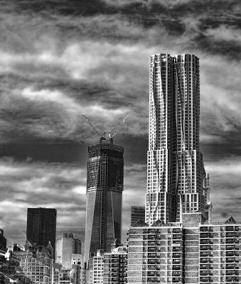 WTC 2012 BlkWht Gehry Building NYC