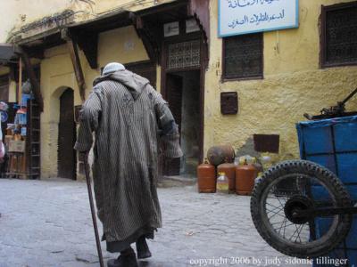 man with cane, fes, maroc