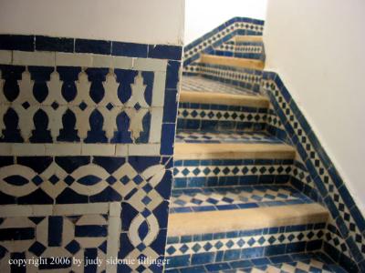 tile stairway, fes, maroc