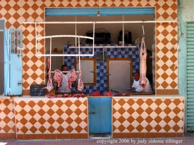 meat seller, rabat, morocco