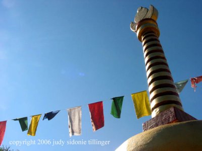 stupa with prayer flags