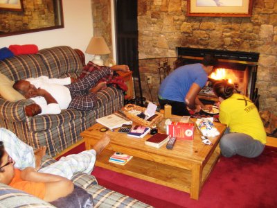 Dad and Mom waiting for smores